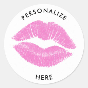 Roze Lippenstift Lip Vlek Make-up Schoonheid Ronde Sticker