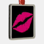 Roze lippenstift pop kunst metalen ornament (Rechts)
