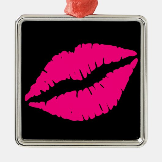 Roze lippenstift pop kunst metalen ornament (Voorkant)