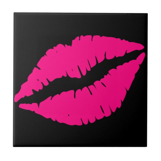 Roze lippenstift pop kunst tegeltje (Voorkant)