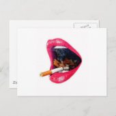 Roze lips met een sigaret briefkaart (Voorkant / Achterkant)