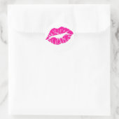 Roze lips ronde sticker (Tas)
