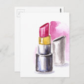 Roze lipstick briefkaart (Voorkant / Achterkant)