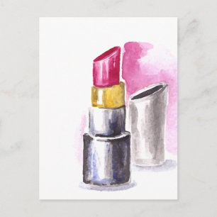 Roze lipstick briefkaart