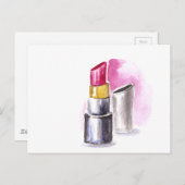 Roze lipstick briefkaart (Voorkant / Achterkant)
