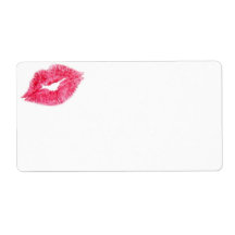 Roze lipstick Kus Etiket op afdruk