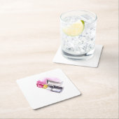 Roze lipstick vierkante kartonnen onderzetter (Insitu)