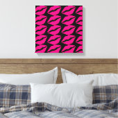 Roze lipstickus pop roze en zwart canvas afdruk (Insitu (Slaapkamer))