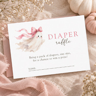 Roze Little Boo Baby Meisje Shower Luier Raffle Informatiekaartje