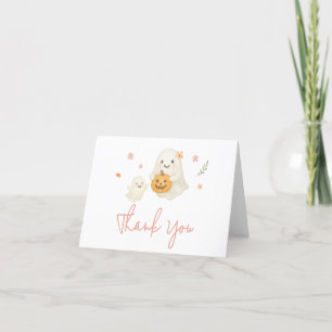 Roze Little Boo Halloween Baby shower Bedankkaart