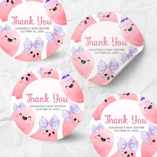 Roze Little Boo Halloween Baby shower Ronde Sticker