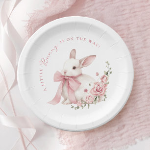 Roze Little Bunny Baby Shower  Papieren Bordje