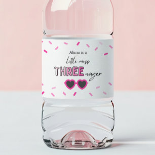 Roze Little Miss Threenager Waterflesetiketten Waterfles Etiket