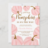 Roze Little pumpkin herfst script baby shower Kaart (Voorkant)