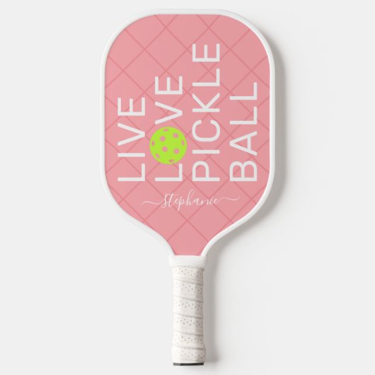 Roze Live Love Pickleball Persoonlijk Paddle (Voorkant)
