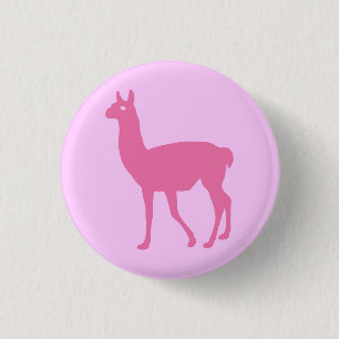 Roze Llama-Button Ronde Button 3,2 Cm
