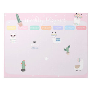 Roze Llama Llamacorn Weekly Planner Notitieblok