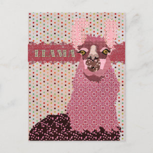 Roze Llama Pokadot Briefkaart