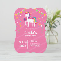roze llama unicorn Birthday Uitnodiging