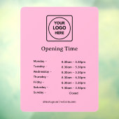 Roze Logo | Aangepaste openingstijden Teken Raamsticker (Vel 3)