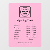 Roze Logo | Aangepaste openingstijden Teken Raamsticker (Vel)