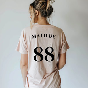 Roze Logo Naam Nummer Eenvoudige Moderne Sport T-shirt