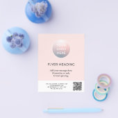 Roze Logo QR Code Zakelijke flyer (Enkel)