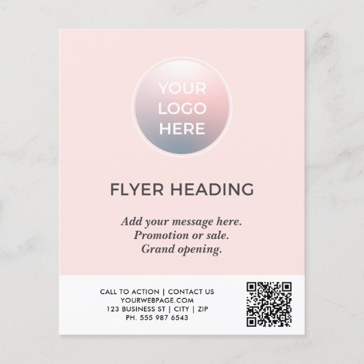 Roze Logo QR Code Zakelijke flyer (Voorkant)