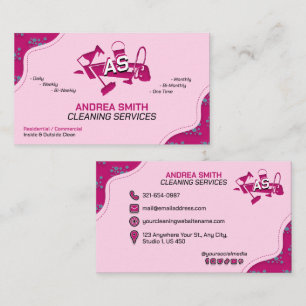 Roze Logo Schoonmaak Service Schattig Girly Profes Visitekaartje