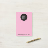 Roze Logo Tekst Bedrijfs Plaknotitieblok Post-it® Notes (Op bureau)