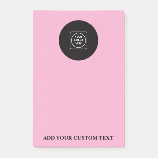 Roze Logo Tekst Bedrijfs Plaknotitieblok Post-it® Notes (Voorkant)