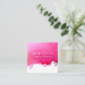 Roze logo waterverf moderne creatieve industrie vierkante visitekaartje (Staand voorkant)