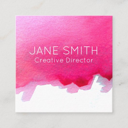 Roze logo waterverf moderne creatieve industrie vierkante visitekaartje (Voorkant)