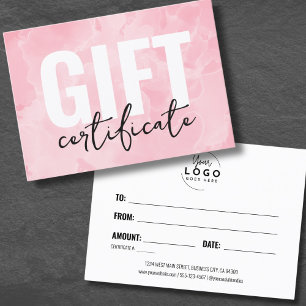 Roze Logo Zakelijke Cadeaubon Visitekaartje