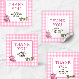 Roze lokaal geteelde boeren markt Baby shower Vierkante Sticker