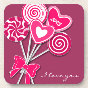 Roze lollipop Cork Coster Onderzetter