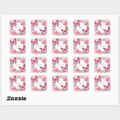 Roze Lollipop Snoep Vlinder - Dank u - Vierkante Sticker (Vel)