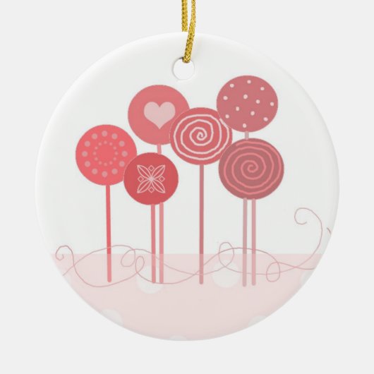 Roze Lollipops Keramisch Ornament (Voorkant)