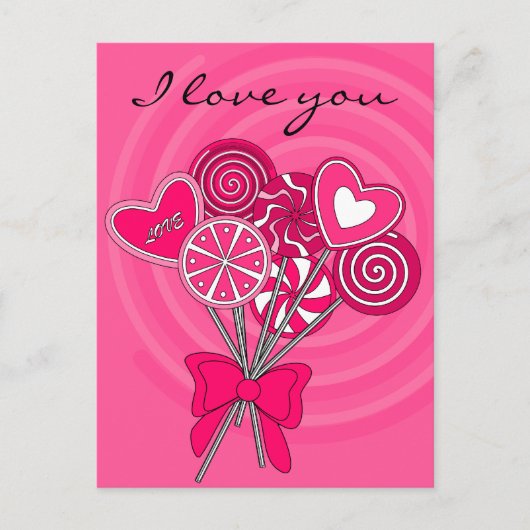 Roze lolly ansichtkaart briefkaart (Voorkant)