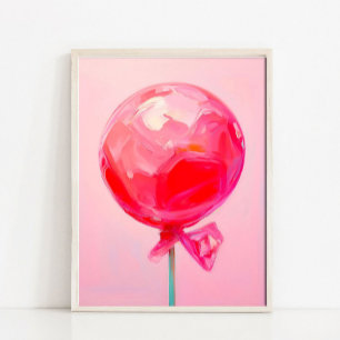 Roze Lollypop Pop Art Moderne Snoep Stilleven Pijn Poster