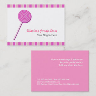 Roze Lollypop Visitekaartje
