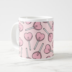 Roze Lolly's, Hart Lolly's, Lolly Patroon Extra Grote Beker