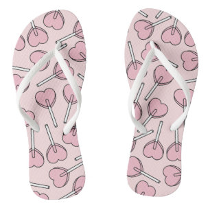 Roze Lolly's, Hart Lolly's, Lolly Stippenpatroon Teenslippers