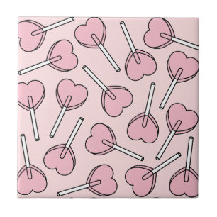 Roze Lolly's, Hart Lolly's, Lolly Stok Patroon Tegeltje