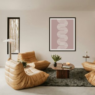 Roze Lombard Golvende Lijnen Moderne Minimalistisc Poster