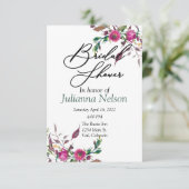 Roze losse bloemen uitnodiging (Staand voorkant)