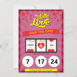 Roze Lotto Liefde Save the Date Trouw Aankondiging