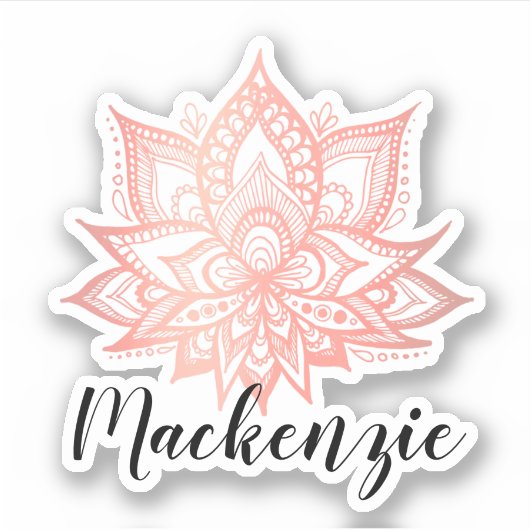 Roze Lotus Bloem Aangepaste Naam Sticker (Voorkant)