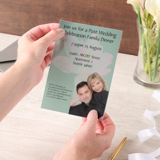 Roze lotus bloem bruiloft reactie vellum uitnodigingen (Draagbaar)