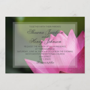 Roze Lotus Bloem Elegante Huwelijksuitnodiging Kaart